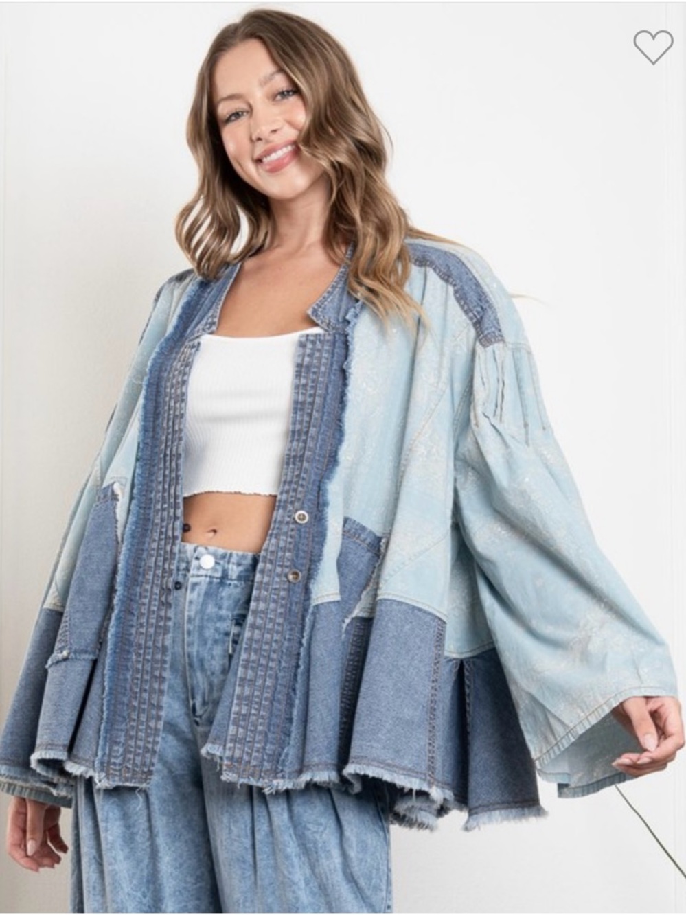 BlueVelvet Paisley Denim Oversized Jacket Lightweight NWT Sizes S-XL